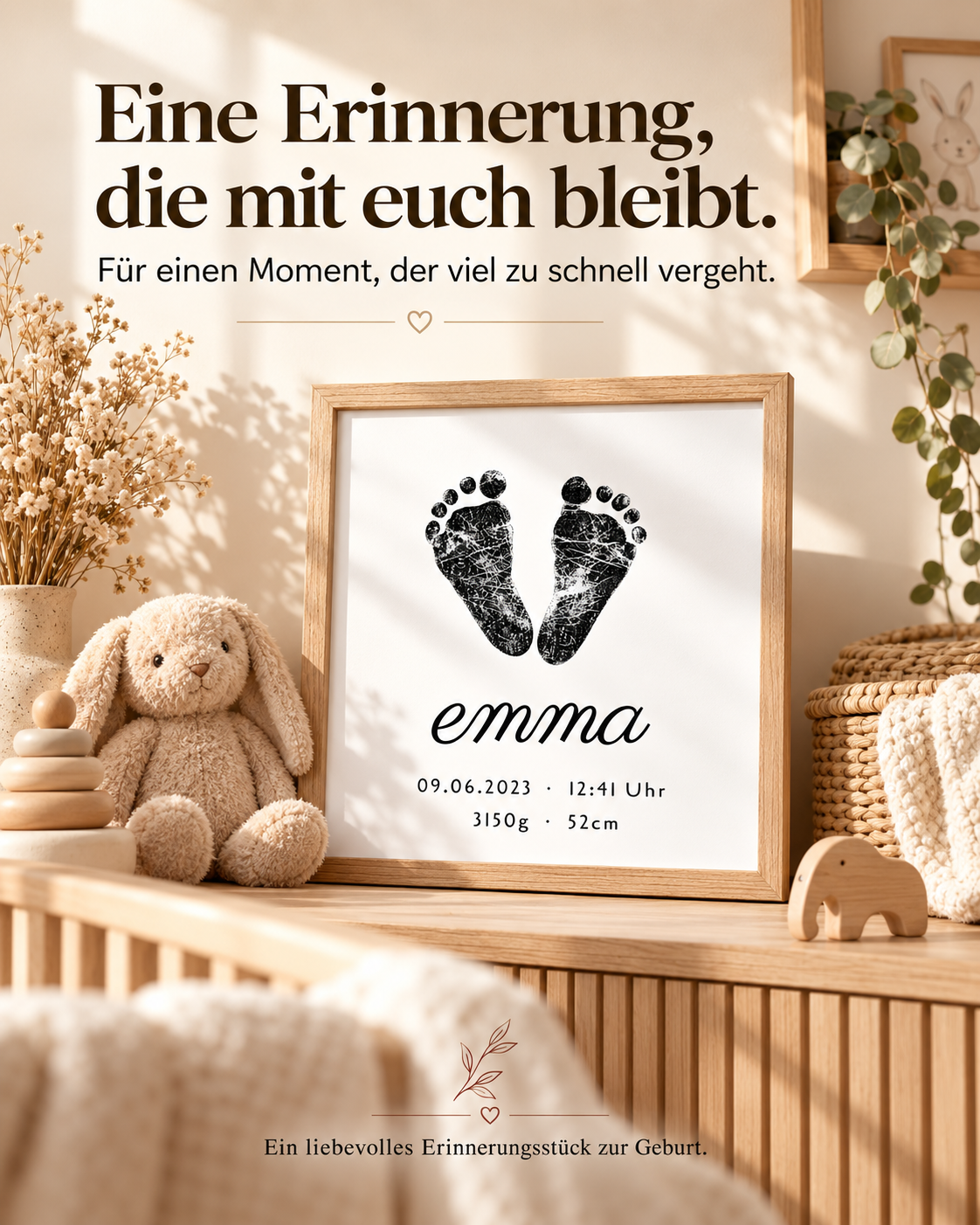 Personalisiertes Geburtsposter - Baby Fußabdruck