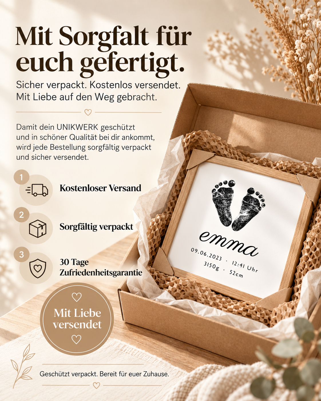 Personalisiertes Geburtsposter - Baby Fußabdruck