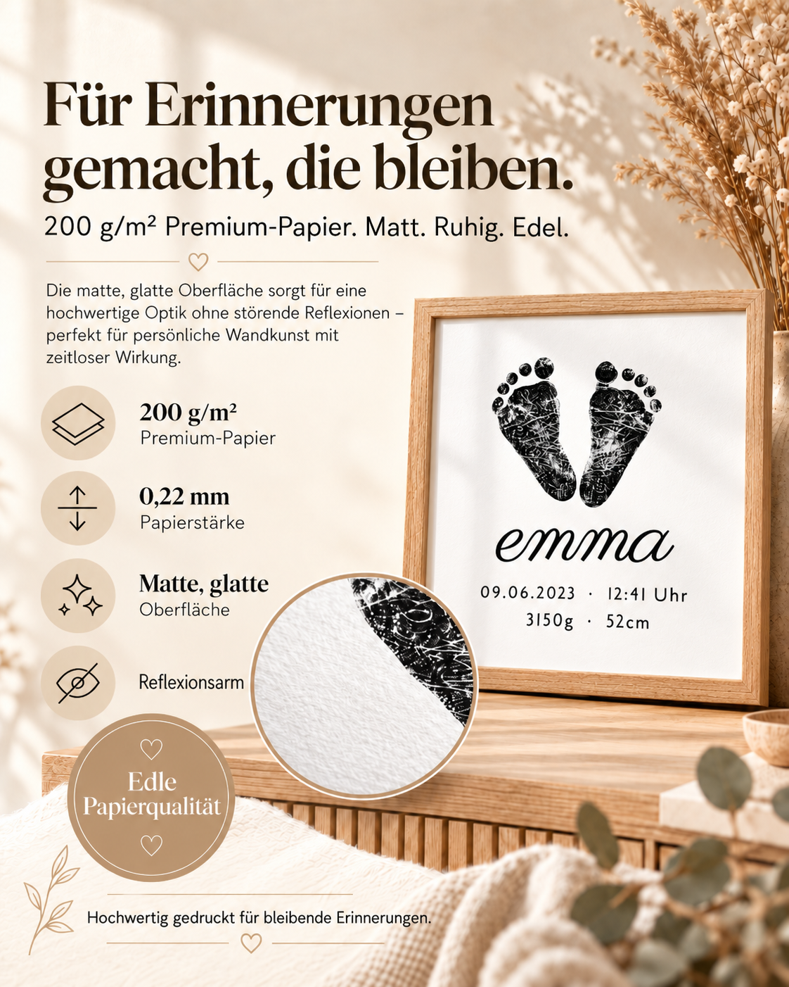 Personalisiertes Geburtsposter - Baby Fußabdruck