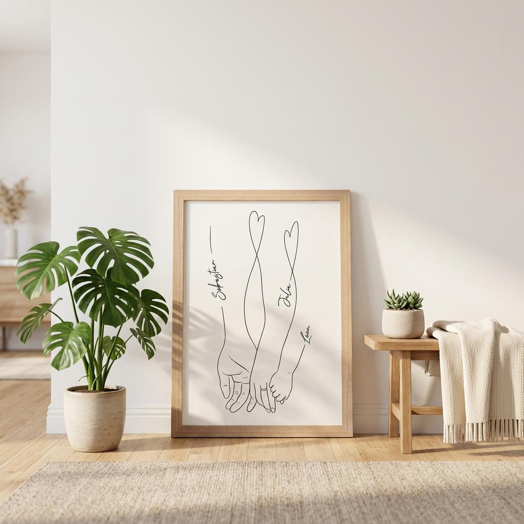 "Familienliebe" Personalisiertes Line Art Poster