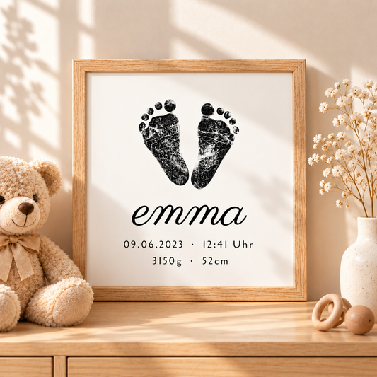 Personalisiertes Geburtsposter - Baby Fußabdruck