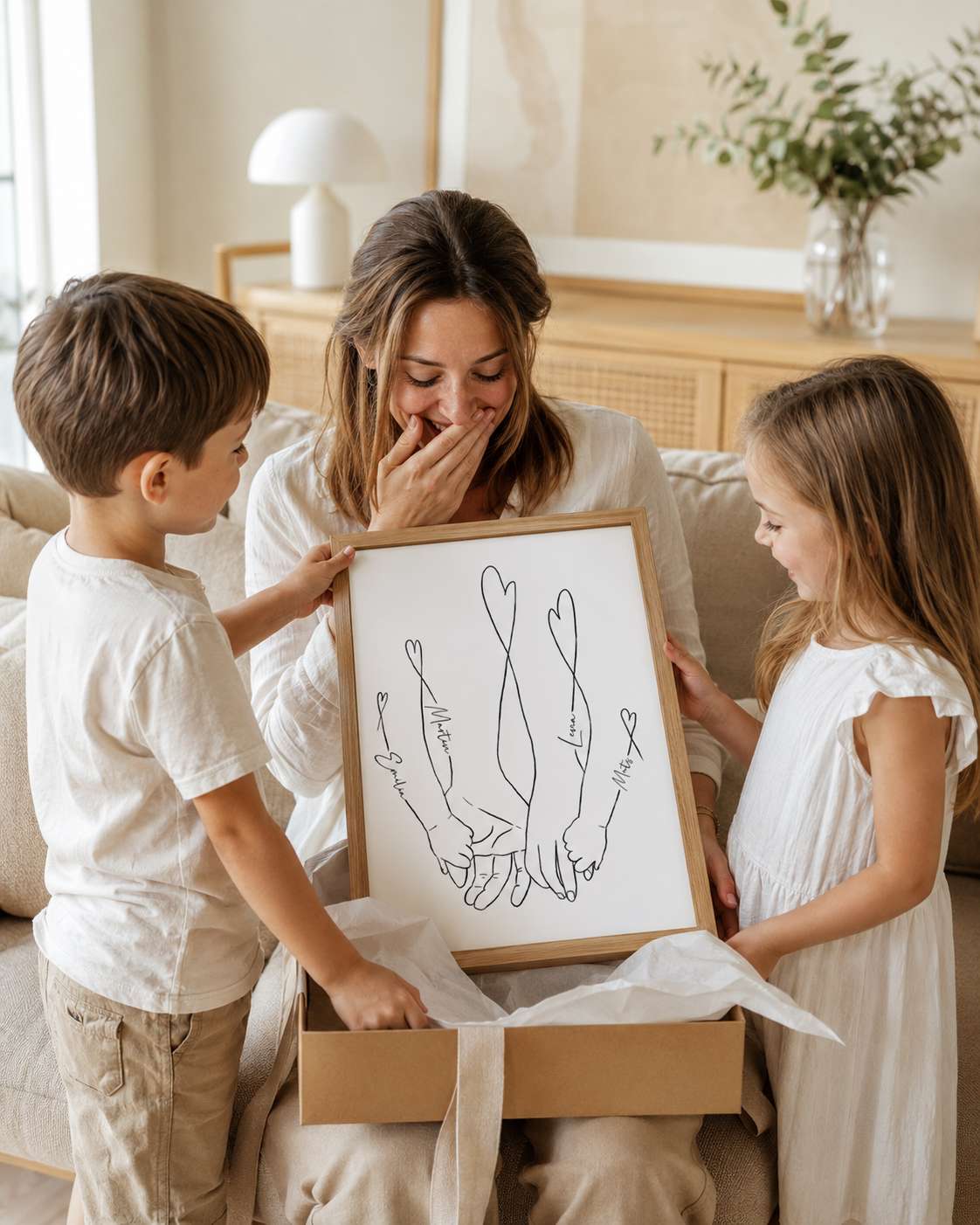 "Familienliebe" Personalisiertes Line Art Poster
