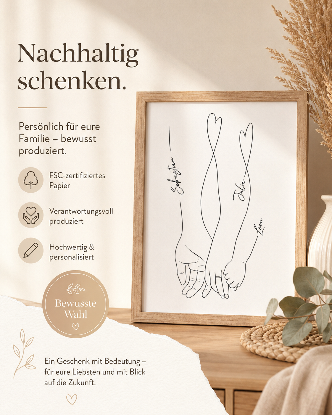 "Familienliebe" Personalisiertes Line Art Poster