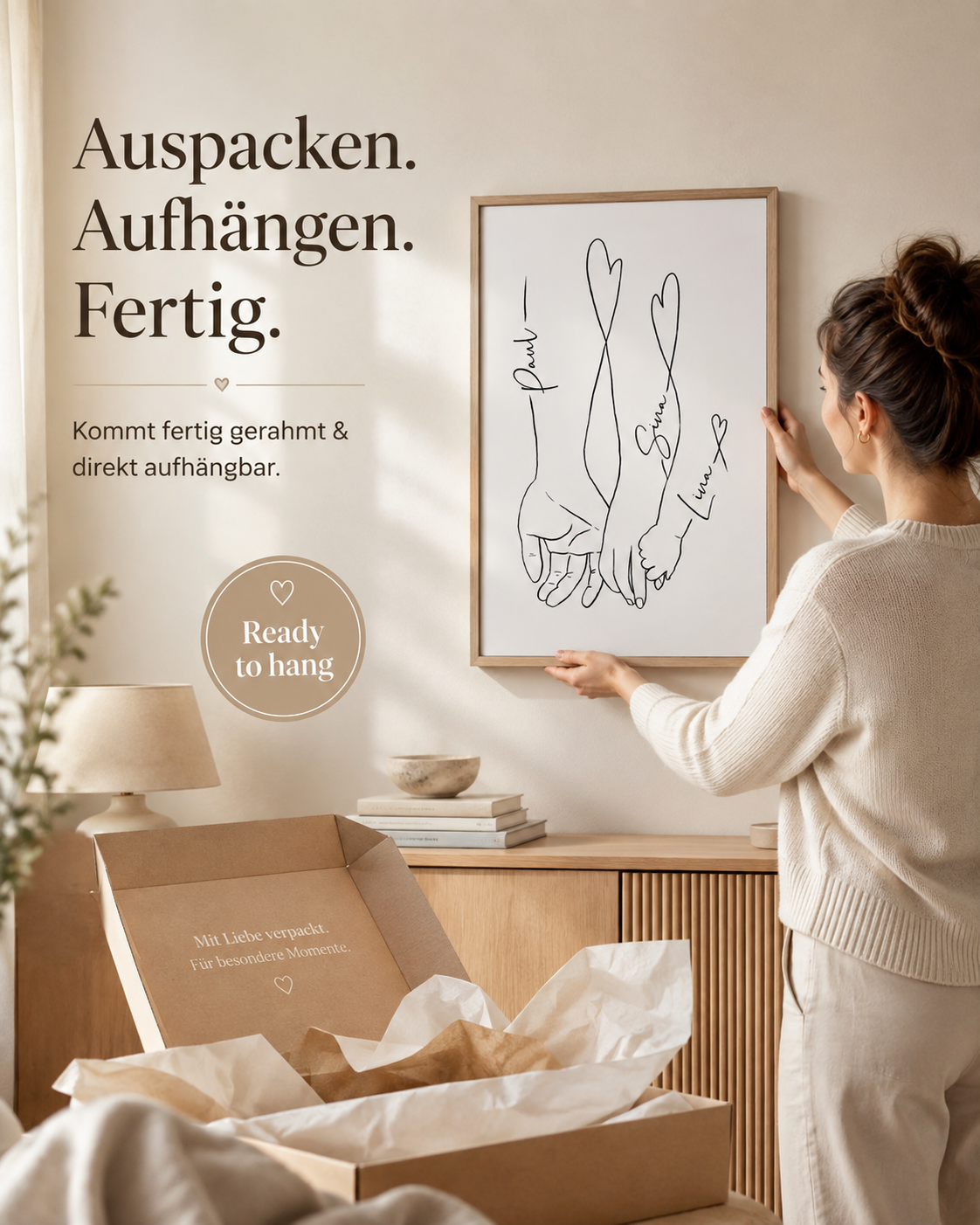 "Familienliebe" Personalisiertes Line Art Poster