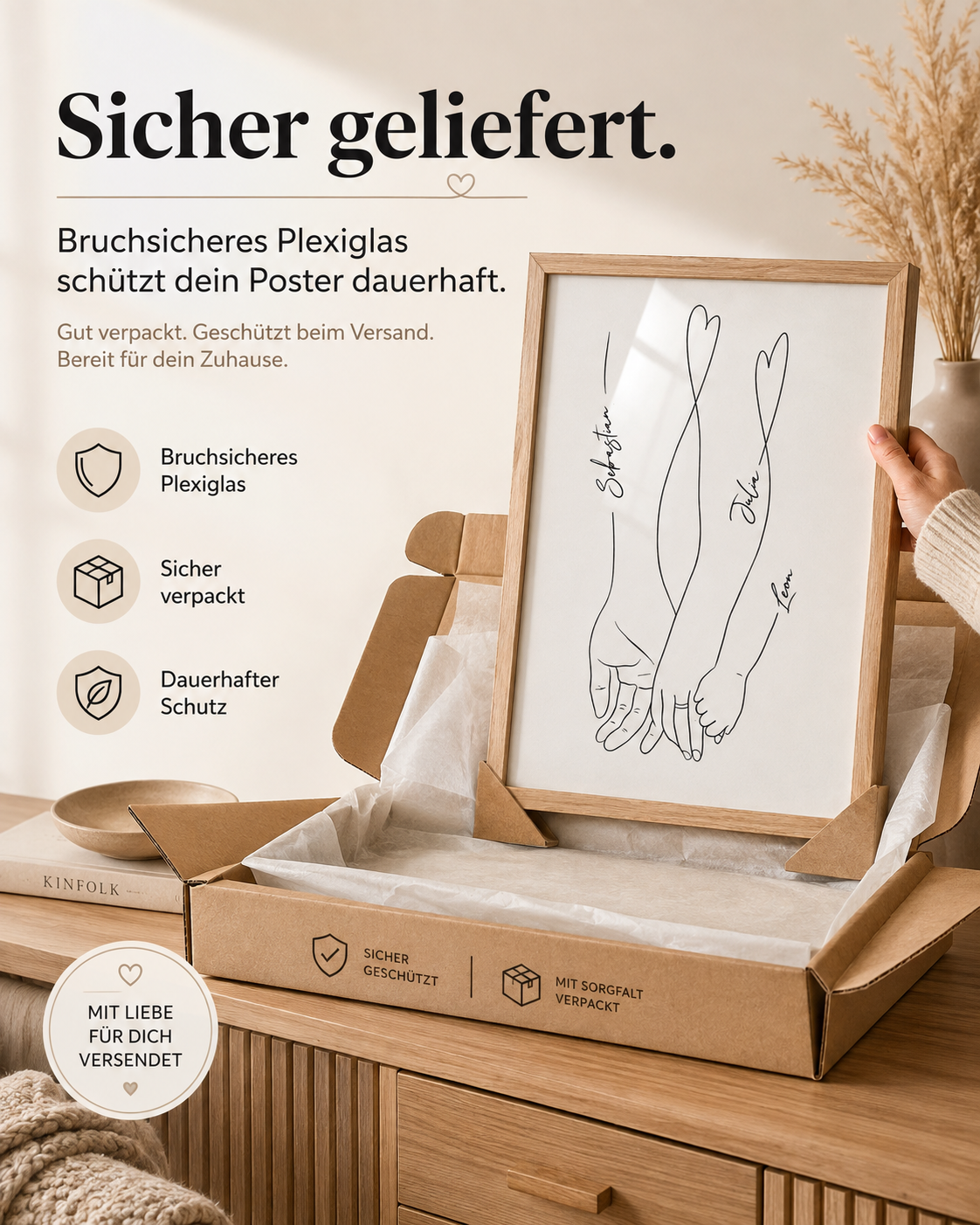 "Familienliebe" Personalisiertes Line Art Poster