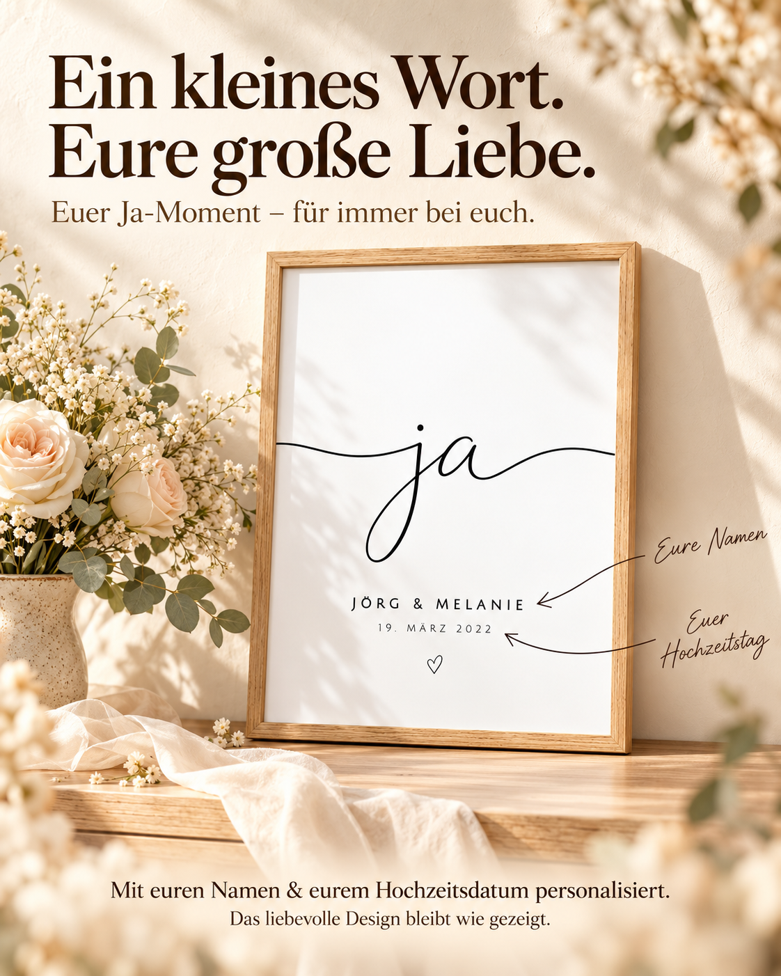 Personalisiertes Hochzeitsposter - Ja, für immer
