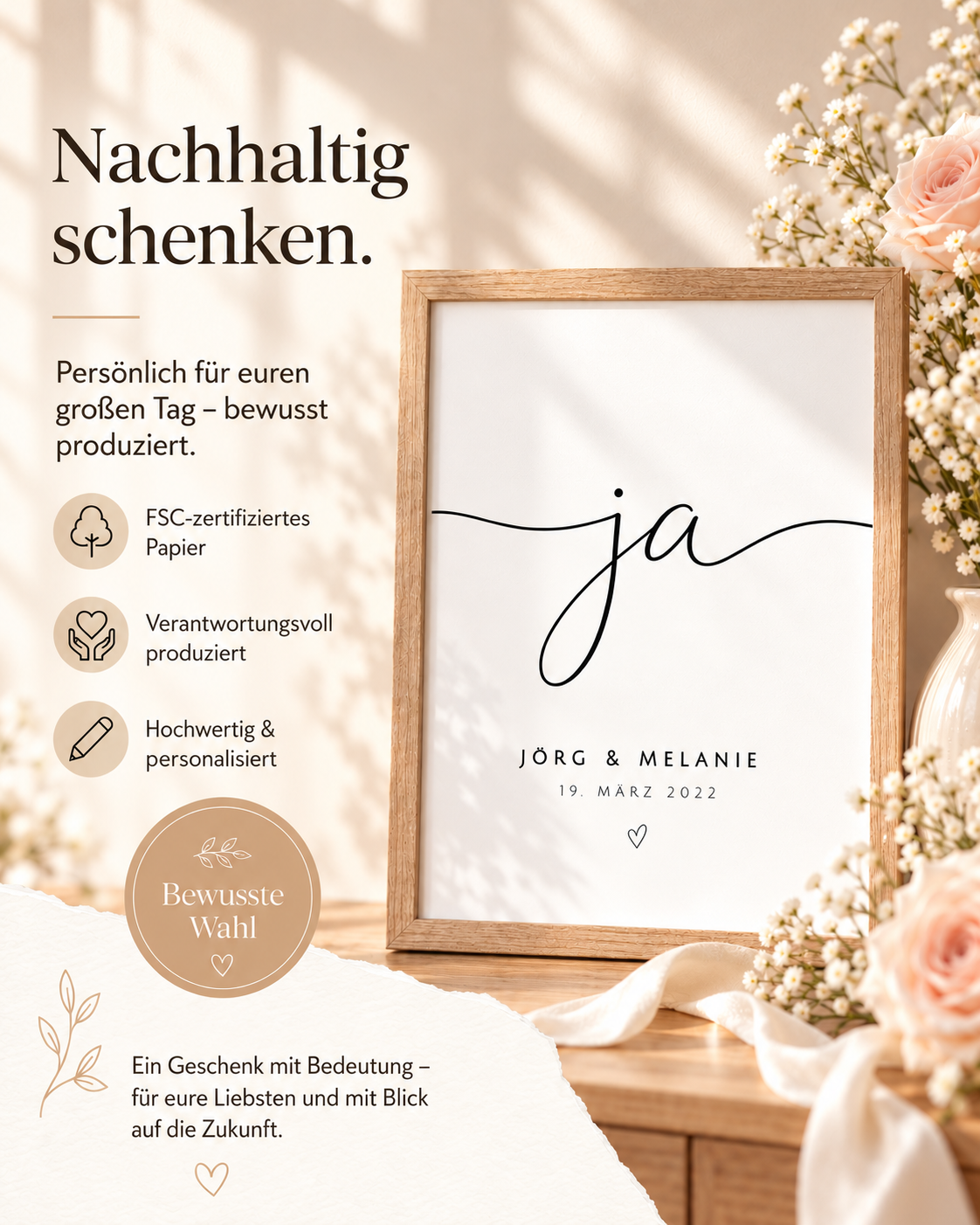 Personalisiertes Hochzeitsposter - Ja, für immer