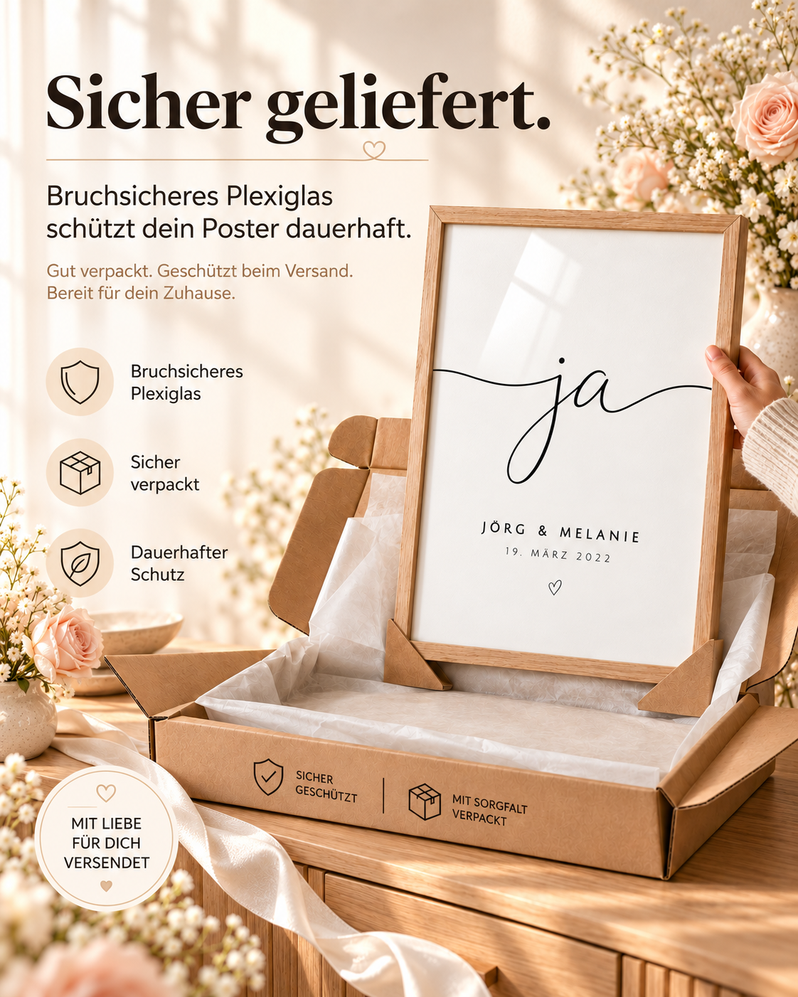 Personalisiertes Hochzeitsposter - Ja, für immer