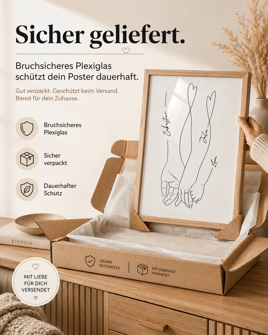 "Familienliebe" Personalisiertes Line Art Poster - UnikWerk - Poster