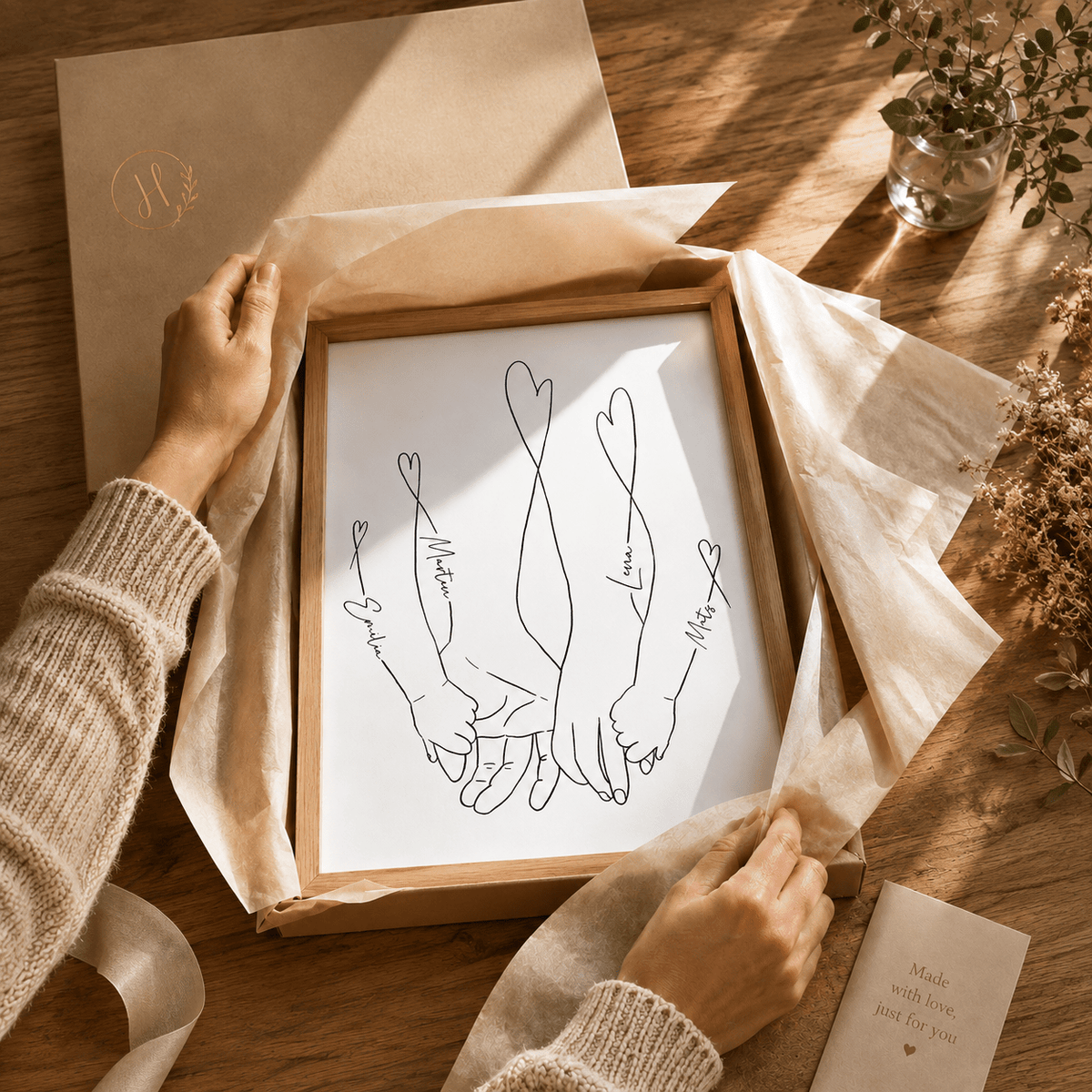 "Familienliebe" Personalisiertes Line Art Poster - UnikWerk - Poster