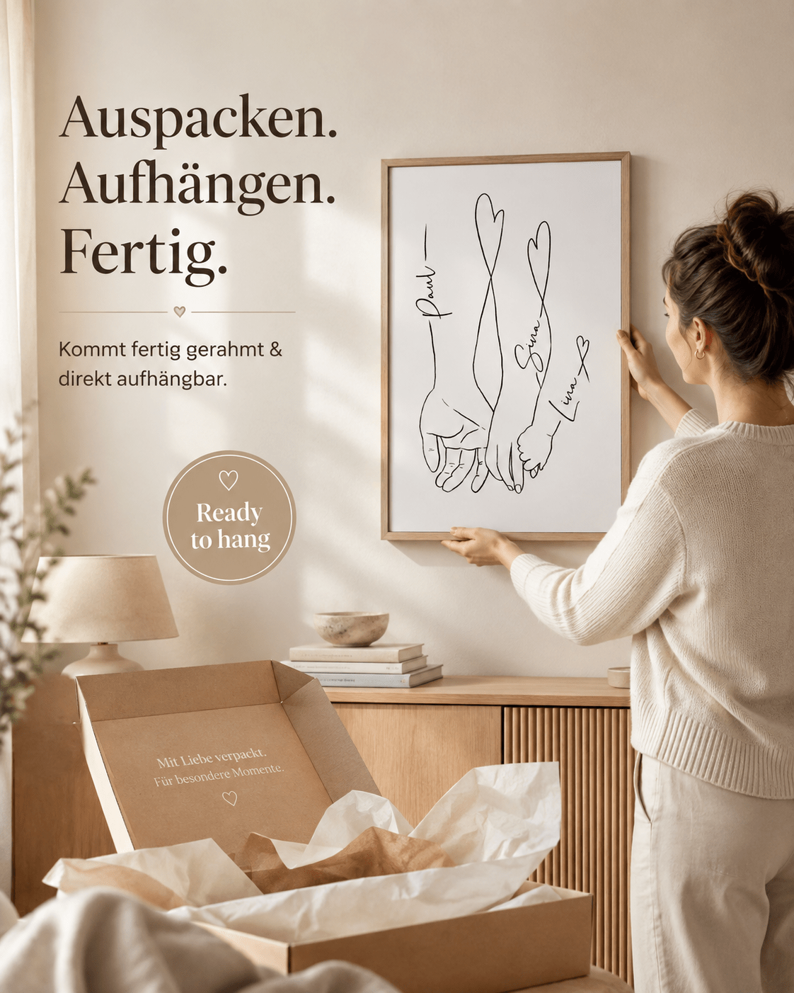 "Familienliebe" Personalisiertes Line Art Poster - UnikWerk - Poster