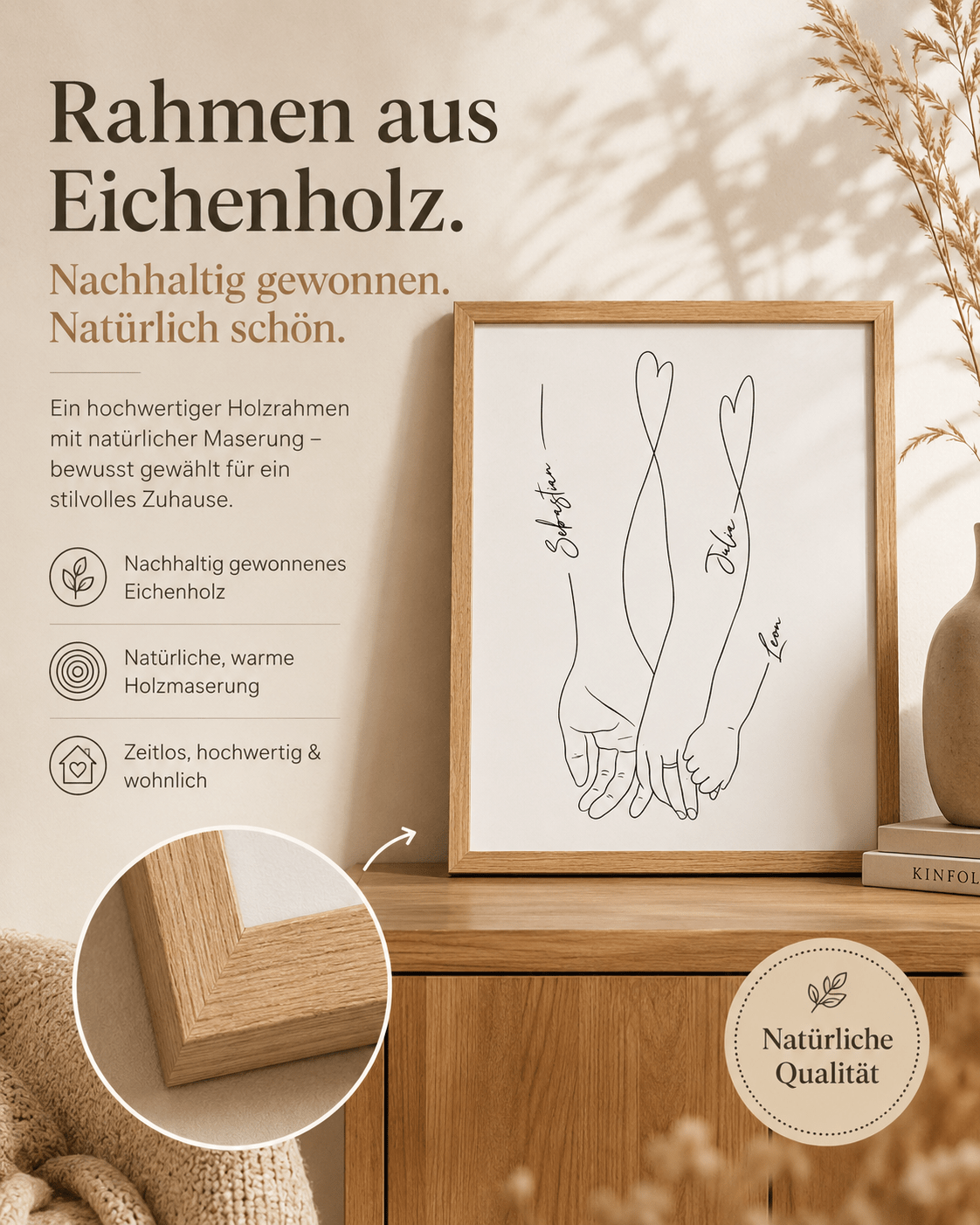 "Familienliebe" Personalisiertes Line Art Poster - UnikWerk - Poster